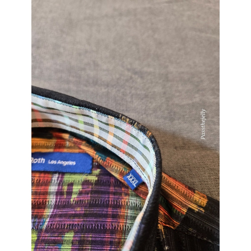George Roth Shirt Men's XXL Black & Multi-Color Abstract Flip Cuff Button - Picture 4 of 8